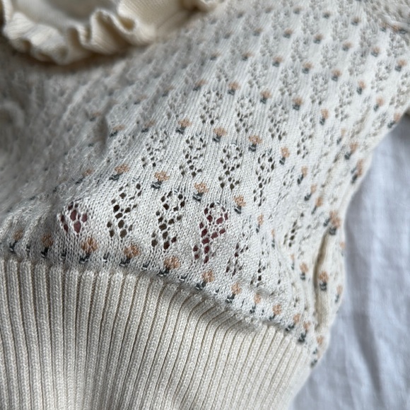 Cream Ruffled Girls Sweater - Picture 3 of 4